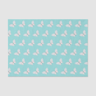 Seda Robins Huevo Papel de tejidos azul y mariposas bla