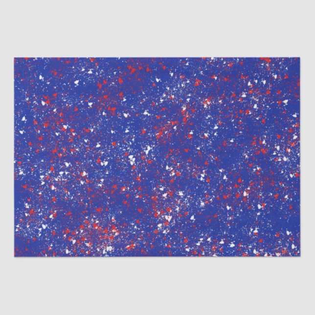 Seda Rojo y blanco festivo en papel de tejidos azules (Anverso)