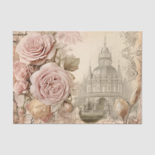 Seda Rosa rosa rosa de inspiración vintage y papel de t