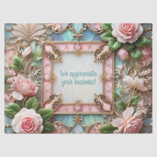 Seda Rosas con marco de personalizable Papel de ajuste  (Anverso)