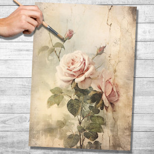 Seda Rosas de cosecha 2 Papel de descomposición