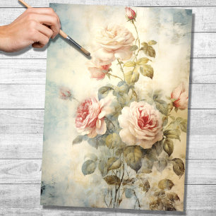 Seda Rosas de cosecha 3 Papel de descomposición