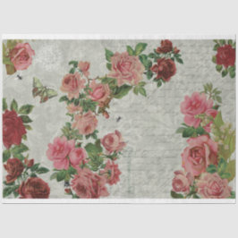 Seda Rosas en papel de desalojo en flor