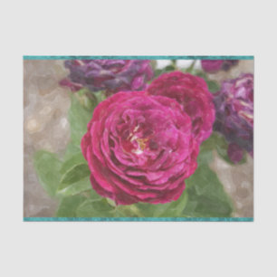 Seda Rosas exuberantes Papel de té Fuschia Red Magenta 