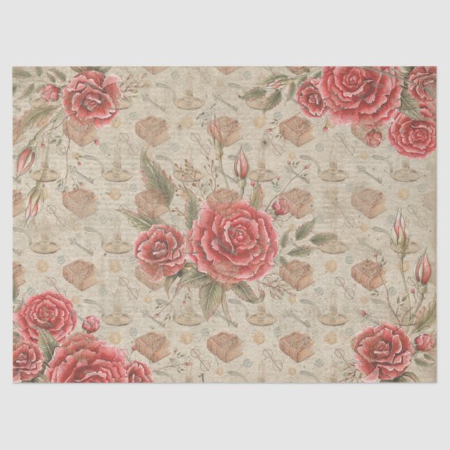 Seda Rosas para papel de tejidos de los amantes del lib (Anverso)