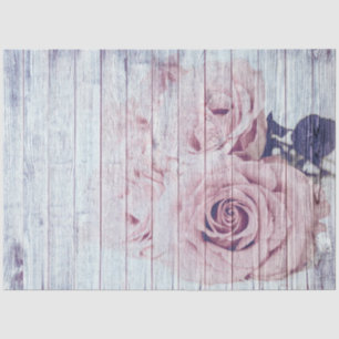 Seda Rosas Rústico de papel teñido de madera blanca