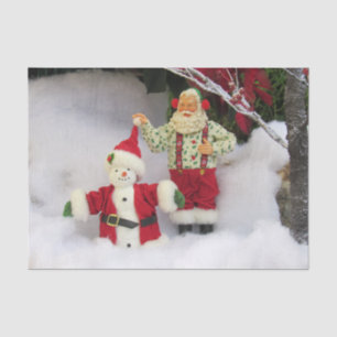 Seda Santa construye un papel en el tejido de Snowman