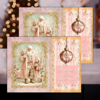 Seda Santa Festivo en Rosa – Papel de Decoupage de Teji