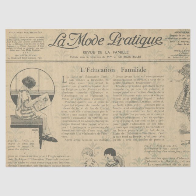 Seda Serie de Papel Francés Ephemera Diseño 8 (Anverso)