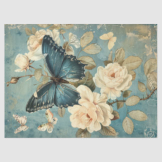 Seda Shabby chic mariposa marina y papel de tejido rosa