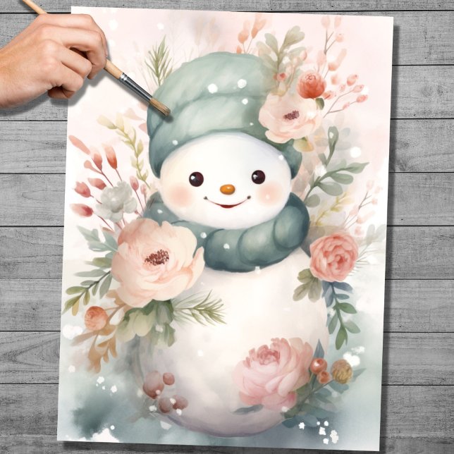 Seda Shabby Chic Snowman 1 Papel de desconfianza (Subido por el creador)