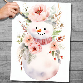 Seda Shabby Chic Snowman 2 Papel de desconfianza