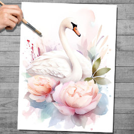 Seda Shabby Chic Swan 1 Papel de desconfianza