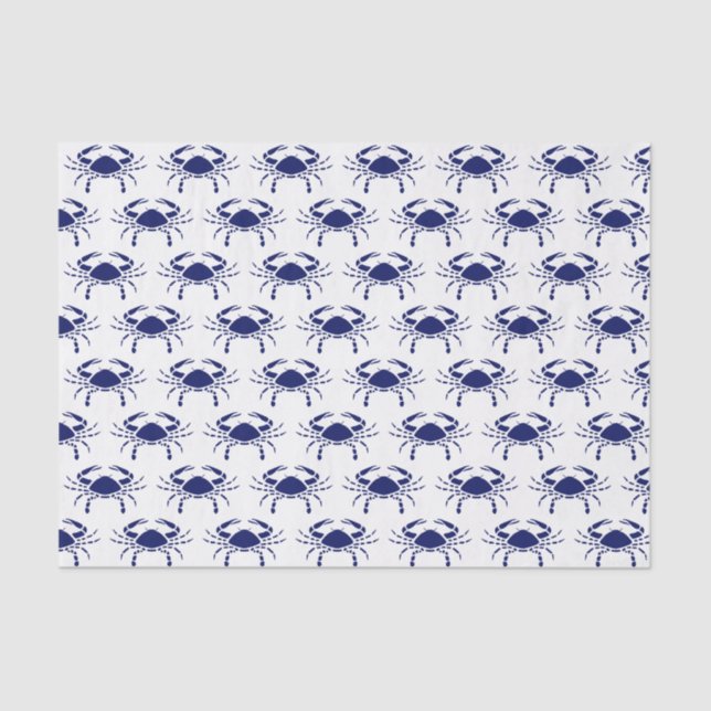 Seda Silueta de cangrejo #2 Dibujo Papel Tejido Azul (Anverso)