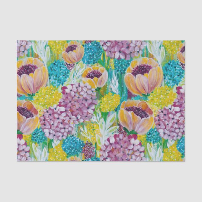 Seda Sinfonía Hydrangea Papel de tejido floral de amapo (Anverso)