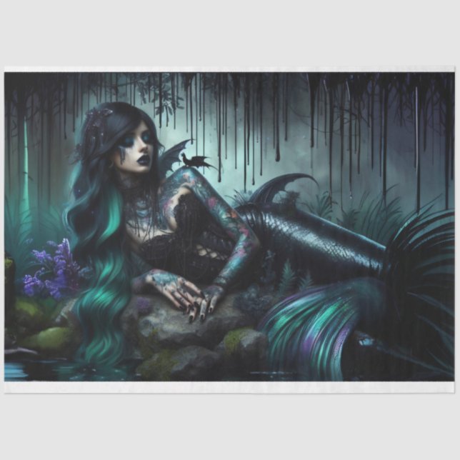 Seda Sirena de papel de tejidos oscuros (Anverso)