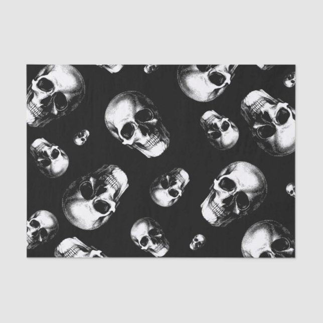 Seda Skull Gothic Halloween Boda Papel de discusión (Anverso)