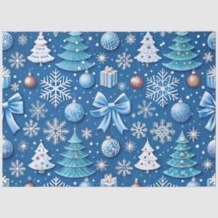 Seda Sofisticado papel de ajuste de Navidades azules pa