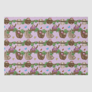 Seda Stanley Sloth y amigos papel de tejido púrpura