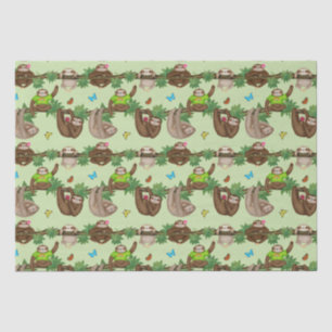 Seda Stanley Sloth y sus amigos papel de tejido verde
