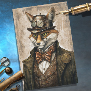 Seda Steampunk Fox 1 Papel de tono de desconfianza