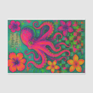 Seda Sueño tropical - Papel de deshielo del pulpo neón 