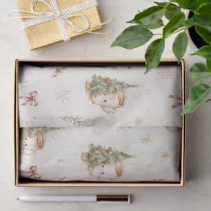 Seda Taza de Navidad con papel tisú de árbol y acuarela
