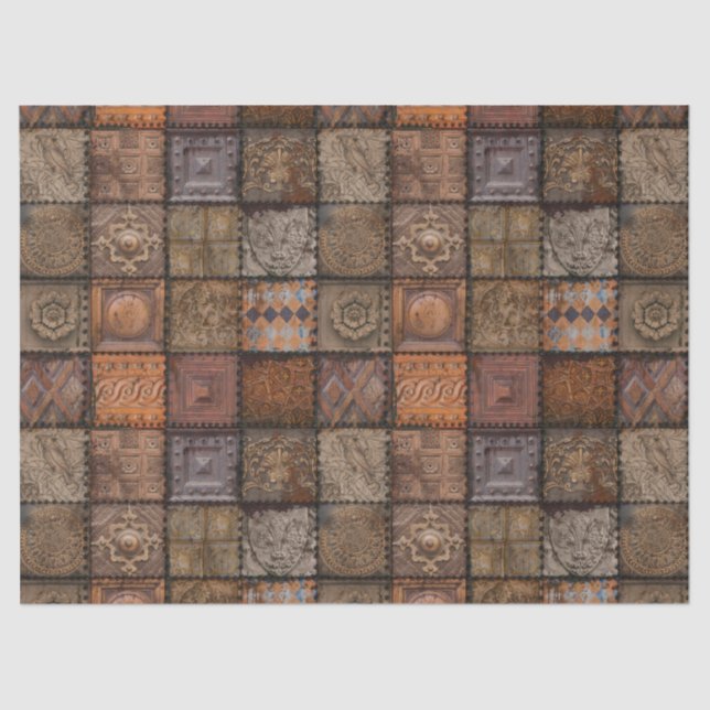 Seda Tejido de mosaicos de época o papel de descomposic (Anverso)