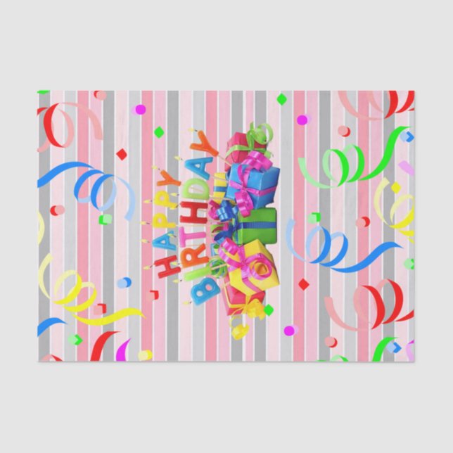 Seda Tejido de papel de cumpleaños feliz (Anverso)