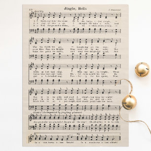 Seda Tejido navideño de jingle Bells y papel de descodi