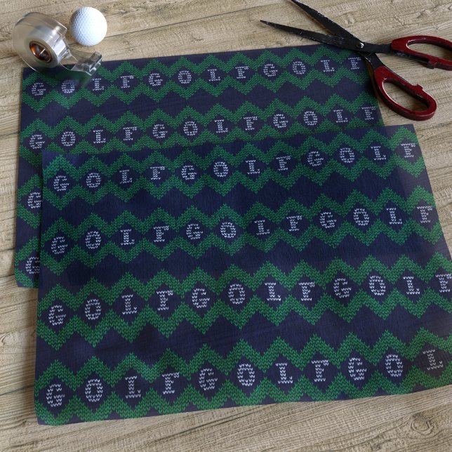 Seda Tema de golf Navidades azules Papel de té de vacac (Merry Golfmas! Perfect tissue paper for the golfer in your life)