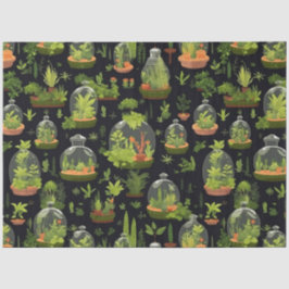 Seda Terrarios botánicos sobre papel de tejidos negros