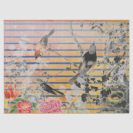 SEDA TIRA AMARILLA Y PAPEL JAPONÉS DE TEJIDO DE AVES