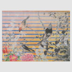 SEDA TIRA AMARILLA Y PAPEL JAPONÉS DE TEJIDO DE AVES