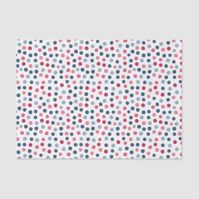 Seda Tonos azul y rosa polka puntos papel de tejido (Anverso)