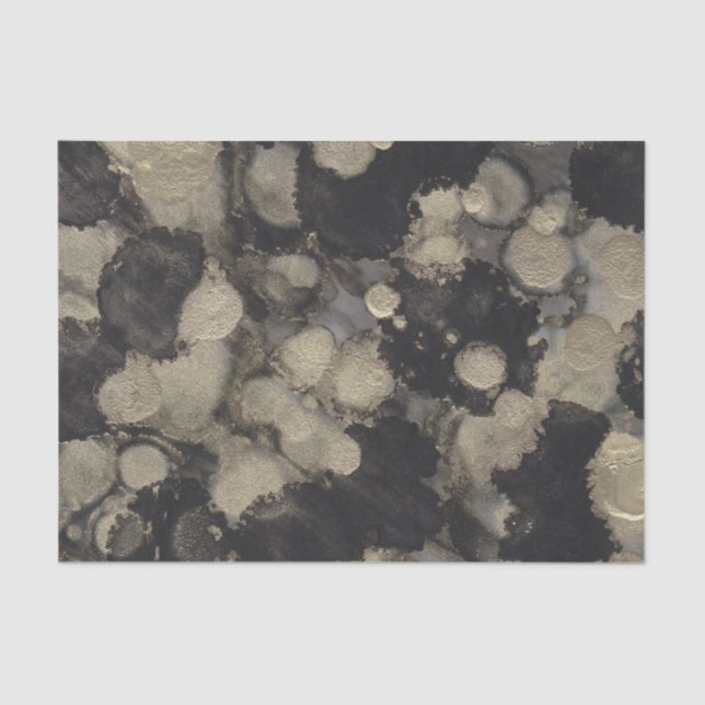 Seda Tonos de papel de tejidos negro y dorado (Anverso)