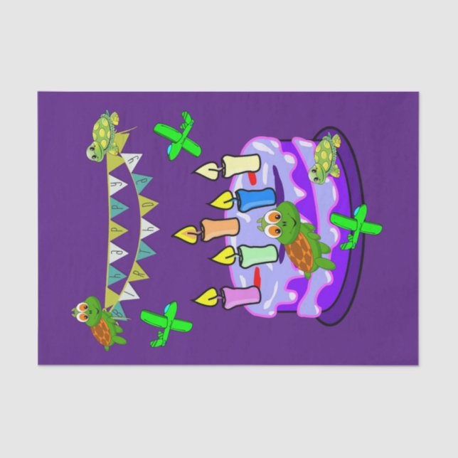 Seda Tortugas de papel de cumpleaños felices (Anverso)