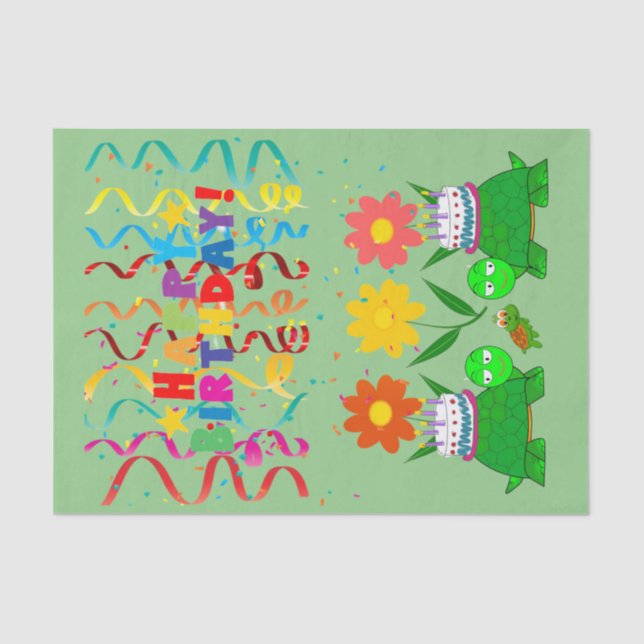 Seda Tortugas de papel de cumpleaños felices (Anverso)