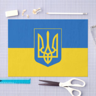 Seda Ucrania, Tryzub, papel tisú de la bandera ucranian