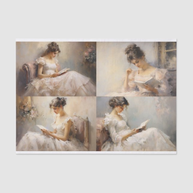 Seda Un Chica de lectura Collage 1 Papel de desconfianz (Anverso)