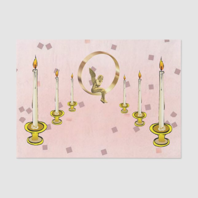 Seda Velas Angel de papel de tejidos (Anverso)