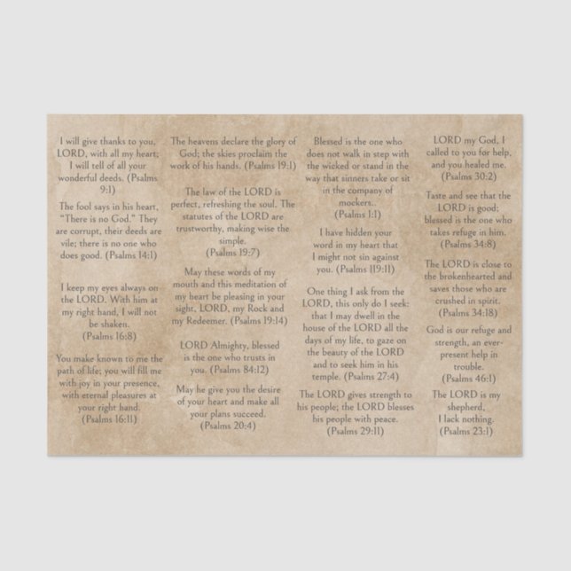 Seda Versos de salmo de la bíblica de papel antiguo par (Anverso)