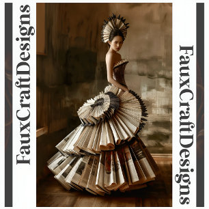 Seda Vestido de libro de papel de vanguardia Decoupage 
