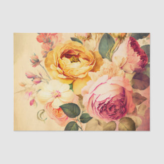 Seda VINTAGE ROSAS papel de descomposición floral