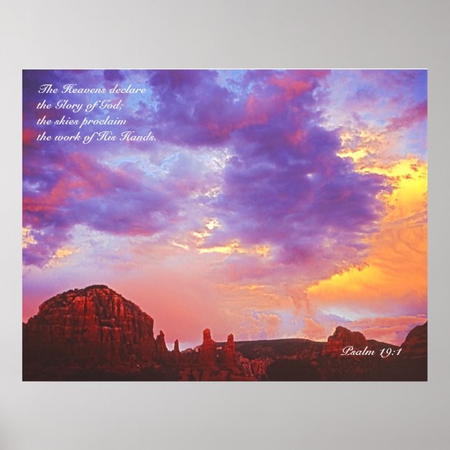 Sedona AZ Sunset Psalm 19:1 IMPRESIÓN POSTER (Frente)
