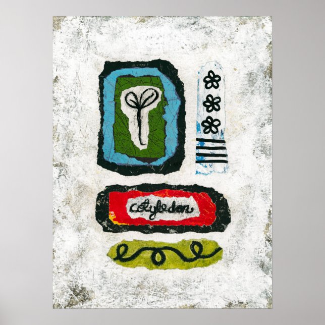 Seedling Cotyledon afiche arte en pared - Resumen  (Frente)