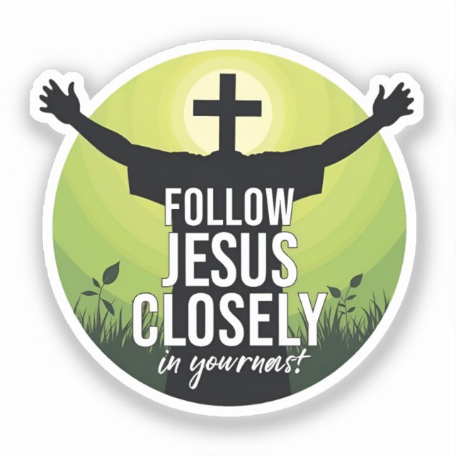 Seguir a Jesús Estrechamente Pegatina (Anverso)