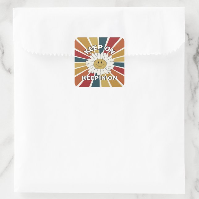 Seguir Con El Pegatina De Retro Square (Bolso)