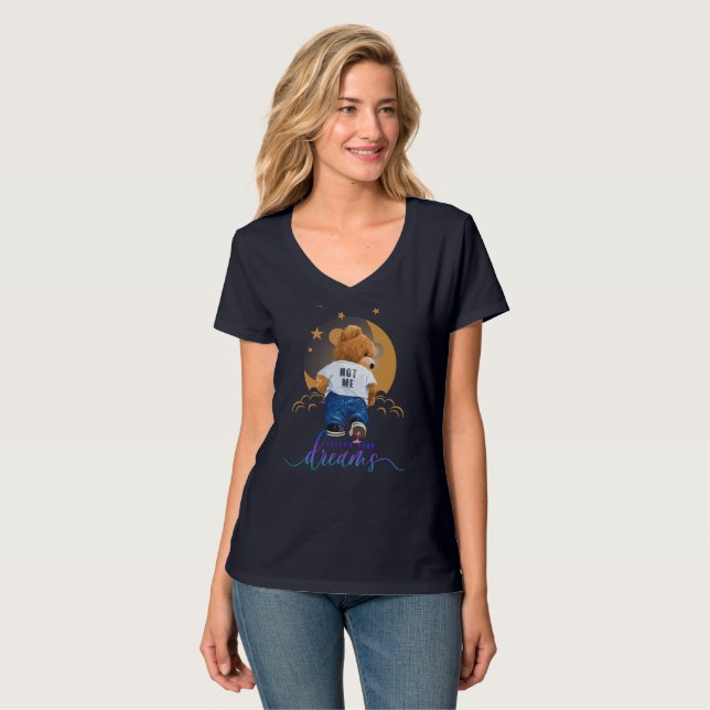 Seguir tus sueños | Camiseta de cuello V para muje (Anverso completo)