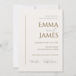 Segunda Invitación de Boda. Minimalista moderna